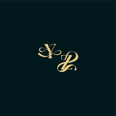 YZ letter elegant and curvy style monogram wedding logo initial bold concept design