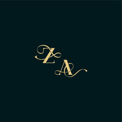 ZA letter elegant and curvy style monogram wedding logo initial bold concept design
