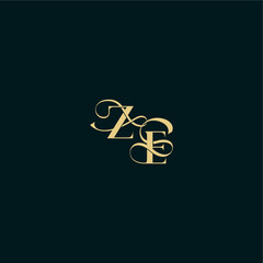 ZE letter elegant and curvy style monogram wedding logo initial bold concept design