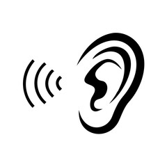 Listener Ear with Sound Wave Icon Audio Symbol Design