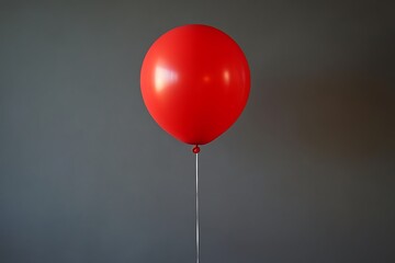 Red balloon on blue sky with white clouds background.