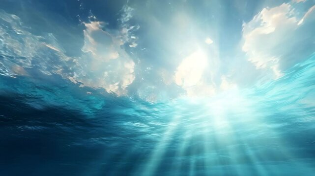 Underwater Sunlight Through Ocean Surface