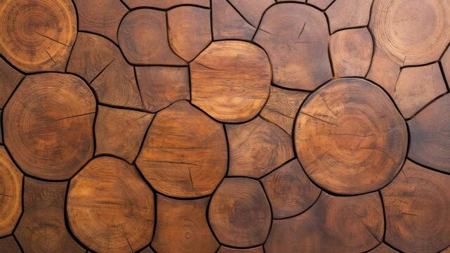 Wood log cross section pattern featuring natural tree rings texture with warm brown tones rustic organic design perfect for cozy background and creative projects