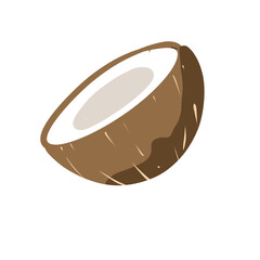 Coconut Half PNG - Flat Style Tropical Fruit Illustration with Transparent Background