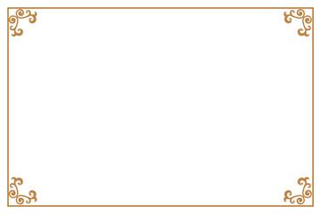 Elements of ornate vintage frames. Border gold on white classic calligraphy swirls, floral motifs. Design print for greeting cards, wedding invitations, restaurant menu, royal certificates. Set 287