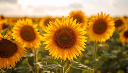 Fototapeta premium sunflower field with blue sky