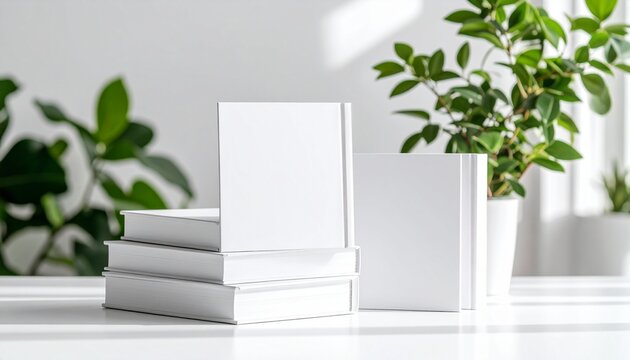 books on tavle mockup on white background 