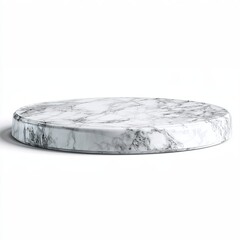 A modern, minimalistic marble display platform, with circular design 
