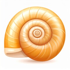 Obraz premium Pale Yellow Spiral Seashell on White Background