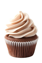 Delicious chocolate cupcake topped with swirls of creamy frosting a sweet treat