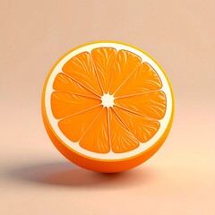 Bright Orange Fruit Slice 3D Render