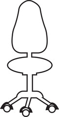 Stylish office chair icon featuring ergonomic designs in black and outline stroke aesthetics perfect for representing comfortable seating for working at a desk. Piece of furniture for living room,