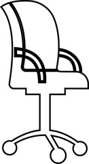 Stylish office chair icon featuring ergonomic designs in black and outline stroke aesthetics perfect for representing comfortable seating for working at a desk. Piece of furniture for living room,