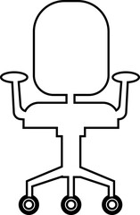 Stylish office chair icon featuring ergonomic designs in black and outline stroke aesthetics perfect for representing comfortable seating for working at a desk. Piece of furniture for living room,