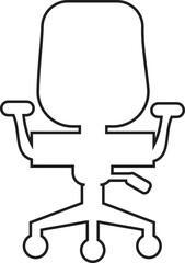 Stylish office chair icon featuring ergonomic designs in black and outline stroke aesthetics perfect for representing comfortable seating for working at a desk. Piece of furniture for living room,