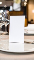 Blank White Menu Place Card on Elegant Table Setting