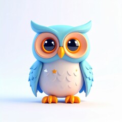 Obraz premium Cute Blue Cartoon Owl Illustration