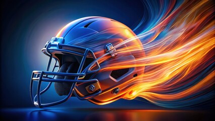 Fototapeta premium Gridiron Glory A Helmet in Motion, Trailing Fiery Streaks of Speed and Power