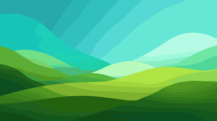 Obraz premium Abstract gradient landscape with rolling hills in green and blue 