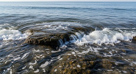 Waves Crashing Over Coastal Rocks A Dynamic Seascape View