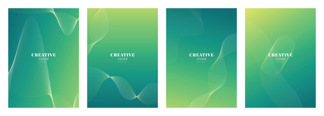 Cover design with line wave in Deep teal gradient template