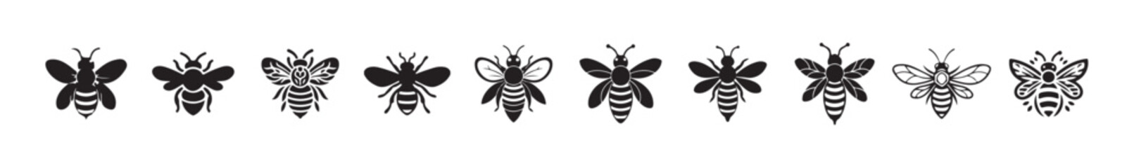 Silhouette honey bee icon,  isolated on a white background. Silhouette icon of a wasp. simple logo of a honeybee. vector illustration eps 10.