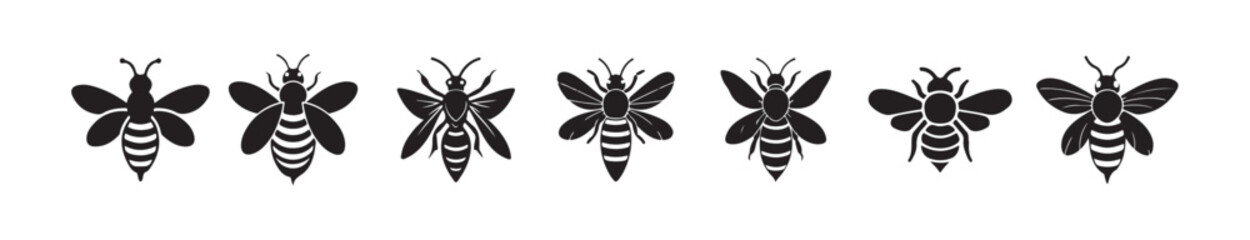 Honey bee silhouette,Bee icon vector art design illustration isolated on a white background, vector illustration eps 10.