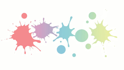 Colorful paint splashes on white background. Colorful, abstract splatter background. Splashes of paint in different colors. Illustration background. 