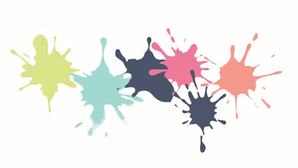 Obraz premium Colorful paint splashes on white background. Colorful, abstract splatter background. Splashes of paint in different colors. Illustration background. 