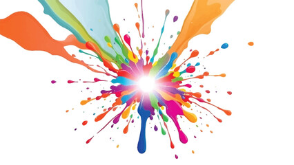 A vibrant, abstract, colorful splatter background with a white background. Multicolor splatter design. Colorful Paint Splashes. 