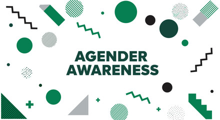 AGENDER AWARENESS. Geometric abstract background with green, black, and grey shapes. Modern design for gender identity, inclusion, and LGBTQ+ concepts.
