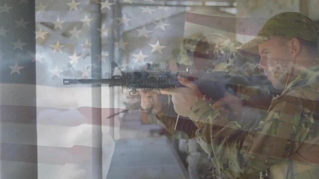 Soldiers entering stalls, chambering rounds and firing bursts for military training