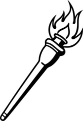 Black and white torch illustration depicting light flame and guidance ideal for various design concepts