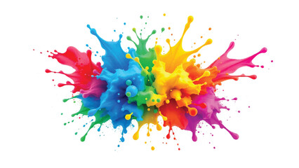 Splash of Bright Colorful Paint Isolated on White Background. Colorful Paint Explosion, Illustration.	