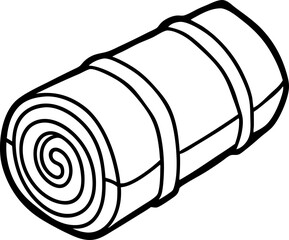 Rolled sleeping pad vector illustration perfect for camping outdoor adventures travel activities hiking and adventure related design concepts in black and white