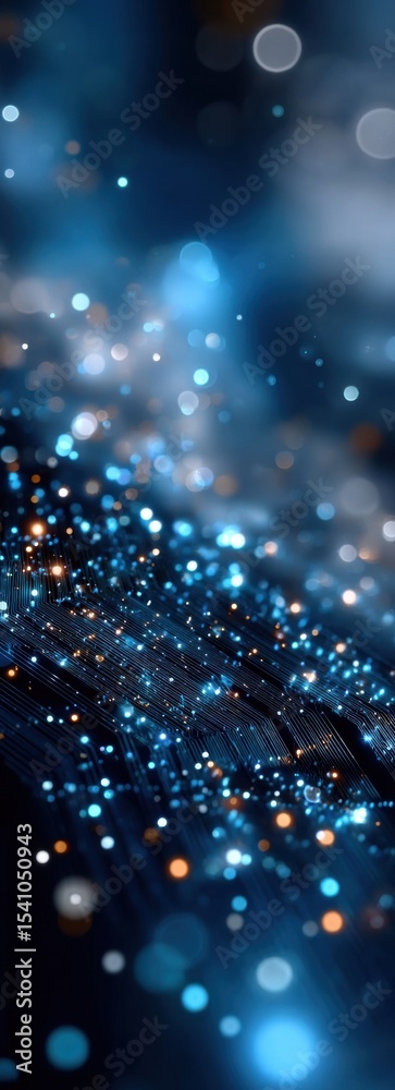 Poster Abstract Circuit Board With Glowing Lights, Illustrating Digital Transformation and Technological Innovation in the Modern Era : Generative AI