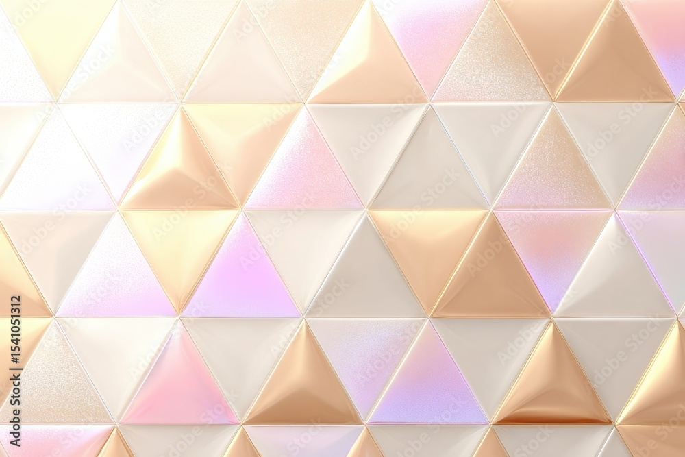 Poster iridescent triangle tiles with soft pastel colors, ideal for modern interior design and creative tec