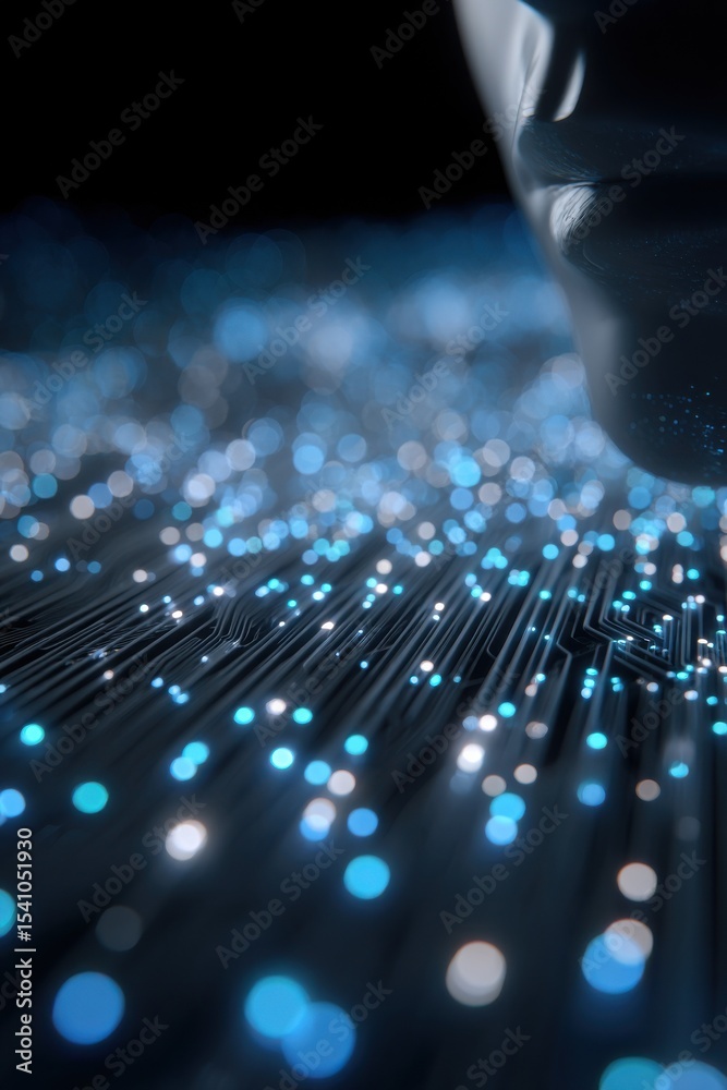 Poster Futuristic Circuit Board With Glowing Nodes, Illustrating Connectivity and Digital Transformation in Technology : Generative AI