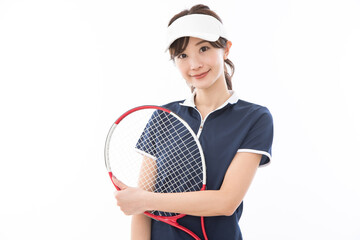 若い女性　テニス