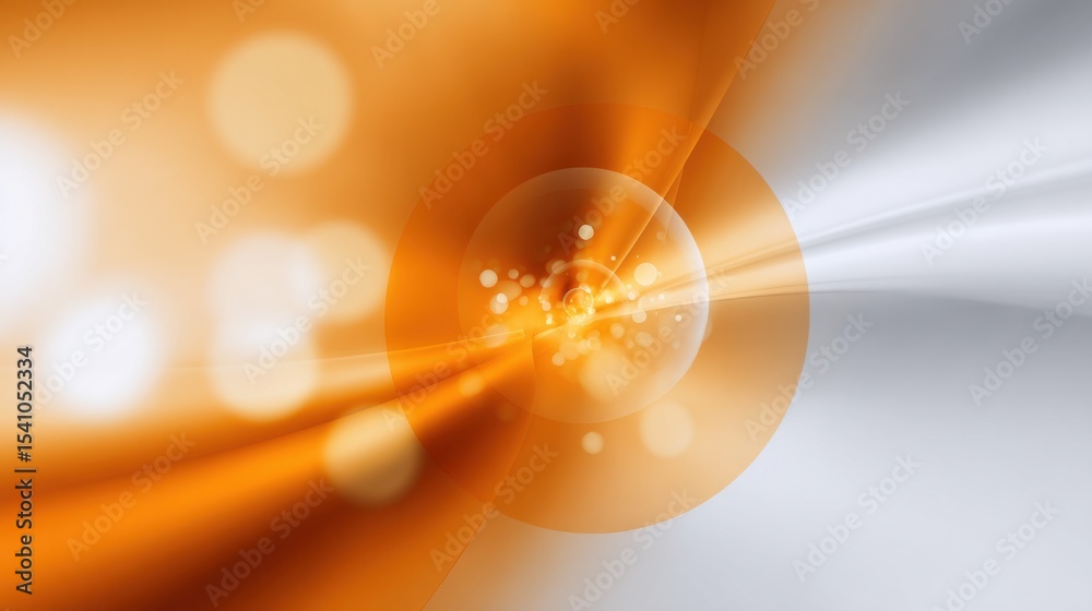 Poster abstract orange and white swirl with bokeh lights, ideal for technology innovation and creative solu