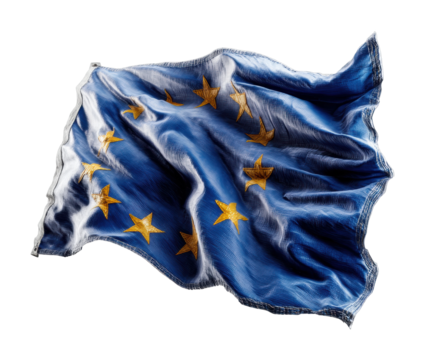 European union flag waving symbol of unity digital studio environment perspective cut out png