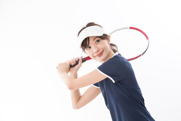 若い女性　テニス