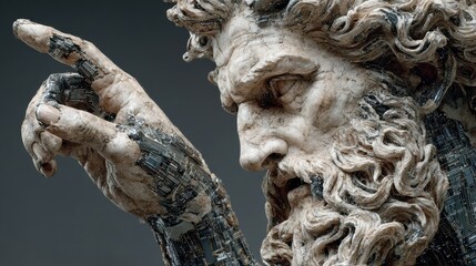Fototapeta premium A statue of a man with a hand pointing up