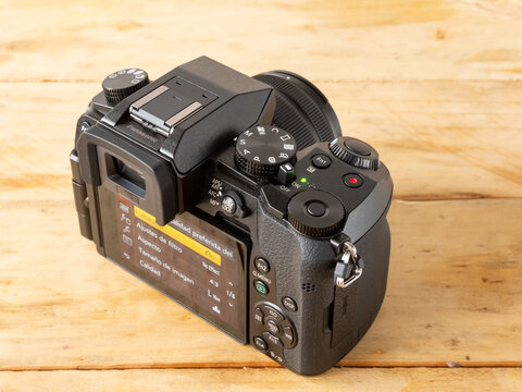 Zapopan Jalisco, Mexico - June 18, 2025: Lumix micro 4/3 mirrorless G7 camera, mft camera concept