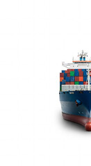 Isolated Cargo Ship Global Logistics on White Background