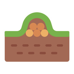 mounded bed flat icon for permaculture hugelkultur system