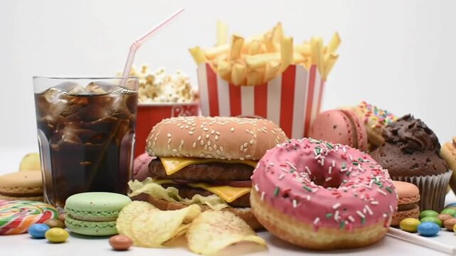 Indulgent Spread of Unhealthy Junk Food, Fast Food, and Sweets