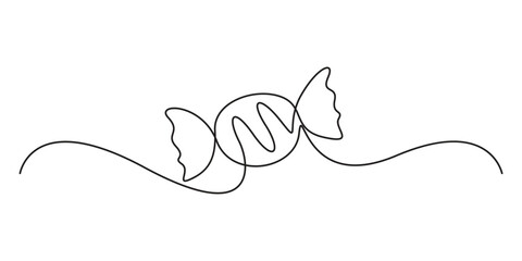 Continuous single line drawing of Candy. One line drawing illustration of Sweet candy caramel or chocolate. Sweet and dessert themes concept vector illustration