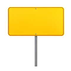 Blank Yellow Road Sign on a Pole, Ready for Customization