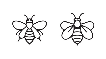 Black silhouette with bee, Bumblebee or honey bee icon. Summer insect. vector illustration eps 10.
